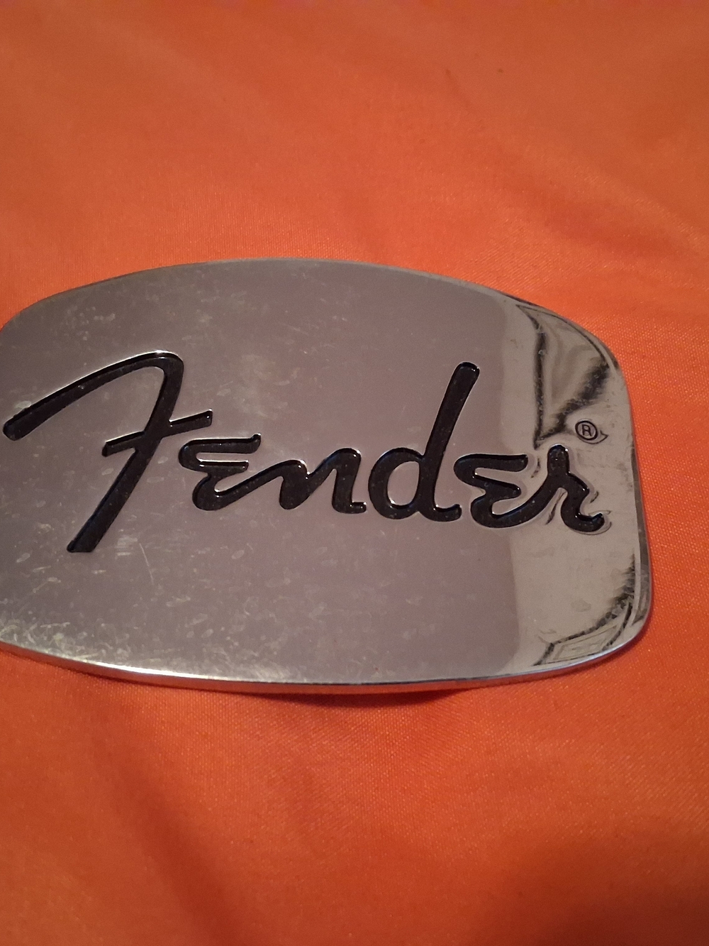 Fender Logo Silver Metal Belt Buckle Rectangular Interchangeable Fits 1.5in